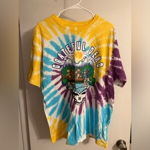 Grateful Dead liquid blue mountain scene tie dye tee size xl